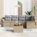Conjunto de Sofá de Jardín de 6 Piezas con Cojines Beige Poliratán Acacia
