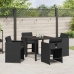 Set de Comedor de Jardín de 5 Piezas con Cojines Negro Poliratán