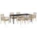 Conjunto de Comedor de Jardín de 7 Piezas con Cojines Beige de Ratán