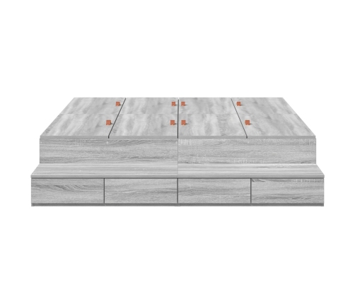 Marco de cama con almacenamiento  Gris sonoma Madera elaborada