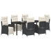 Juego de Comedor de Jardín de 7 Piezas Rattan Poliéster Negro