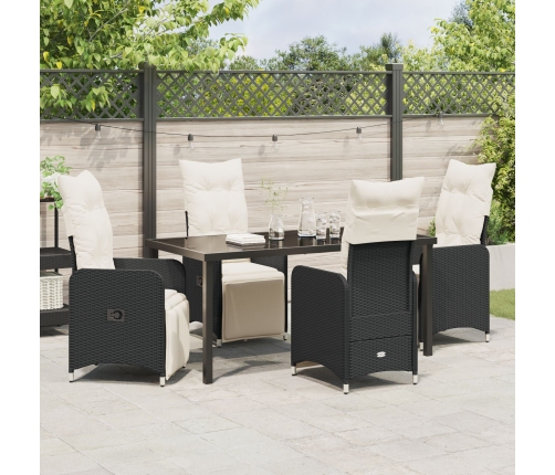 Set de Comedor de Jardín de 5 Piezas con Cojines Negros