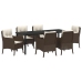 Set de Comedor de Jardín  de 7 Piezas con Cojines Marrón Ratán Poli