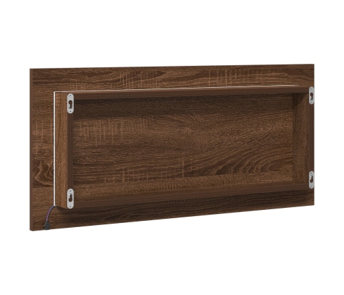 Gabinete Espejo de Baño  con Luz LED Roble Marrón 80x37 cm