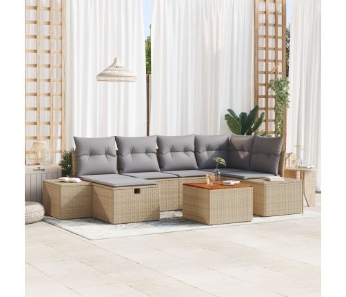 Conjunto de Sofás de Jardín  7 Piezas Beige y Gris
