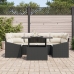 Conjunto de Sofás de Jardín  Set de 7 Sofá negro con cojines crema