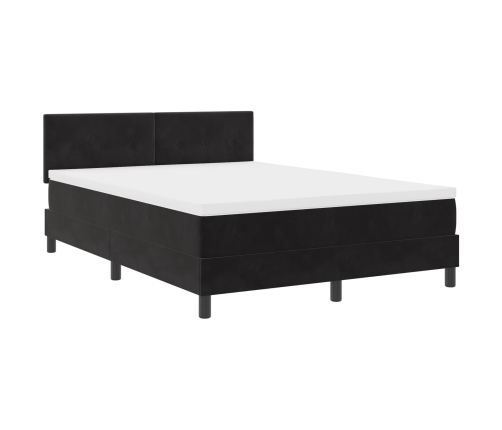 Cama Box Spring  con colchón Negro 160x200 cm Terciopelo