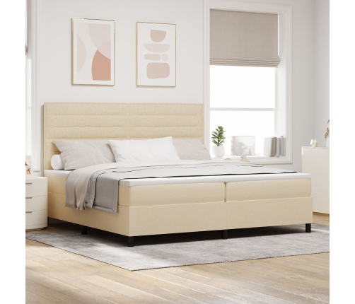 Cama Box Spring  con Colchón Crema 200x200 cm Tela