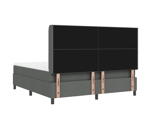 Cama con base caja  y colchón gris oscuro 180x200 cm tela