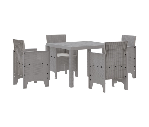 Juego de Comedor de Jardín de 5 Piezas con Cojines Gris Claro