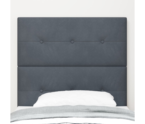 Cabecero  Tapizado con Botones Gris Oscuro 90 cm de Terciopelo