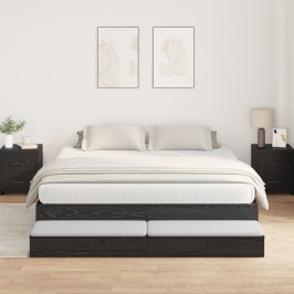 Estructura de cama con almacenamiento  Roble negro Madera elaborada