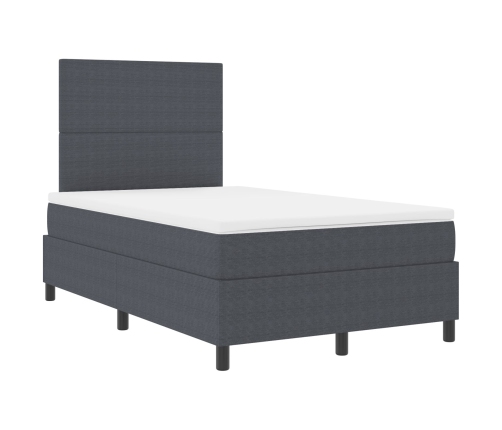 Cama con Somier de  con Colchón Gris Oscuro Tela Acanalada