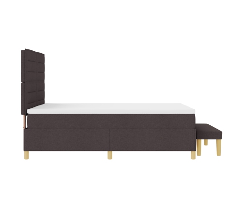 Cama con base de resortes  con colchón y banco marrón oscuro 160x200 cm tela