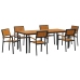 Set de Comedor de Jardín  Set de 7 Negro y Marrón Metal y Madera