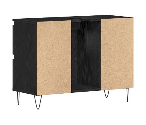 Mueble para lavabo de baño  Negro Roble 80x33x60 cm Madera elaborada