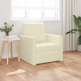 Sofá cama 2 en 1 crema 74x77x81 cm cuero sintético