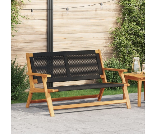Banco de Jardín  Negro 76x122x73 cm Madera Sólida de Acacia