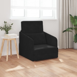 Sofá cama  2 en 1 Negro 65x80x83 cm Terciopelo