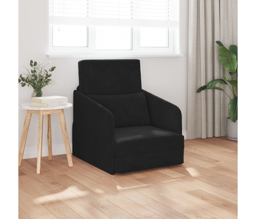 Sofá cama  2 en 1 Negro 65x80x83 cm Terciopelo