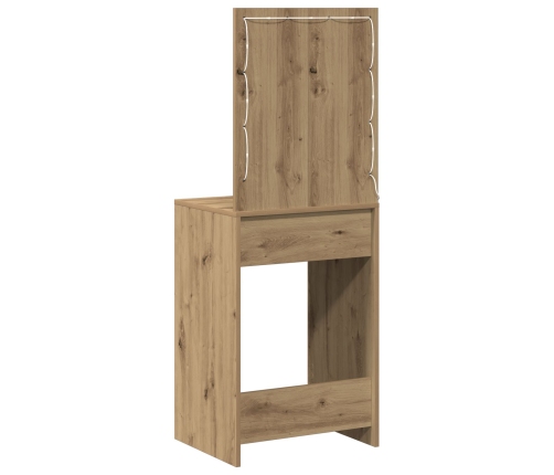 Mesa de tocador  con luces LED de roble artesano 50x41x135 cm