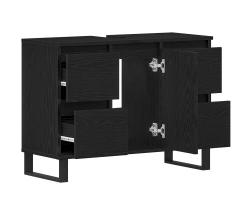 mueble de baño  lavabo negro roble 80x33x60 cm madera elaborada