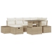 Set de Sofá de Jardín  de 7 piezas con Cojines Beige Poliratán