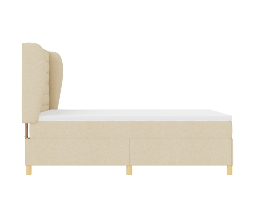 Cama con Colchón Crema 140x190 cm Tela