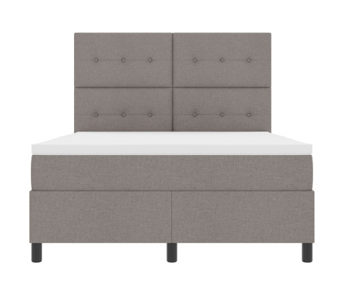 Cama con Boxspring  y colchón Taupe 140x190 cm Tela