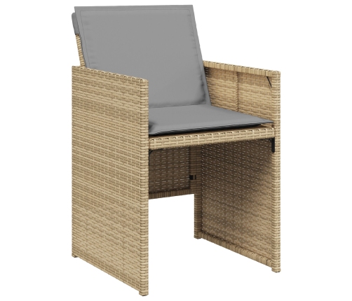 Juego de Comedor de Jardín de 9 Piezas con Cojines Ratán Poli Beige