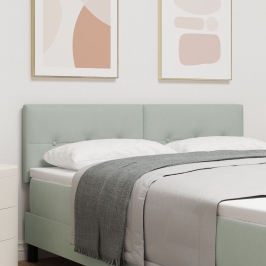 Cabecero  con botones tufted en gris claro de 160 cm de terciopelo