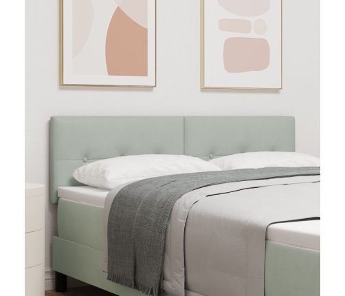 Cabecero  con botones tufted en gris claro de 160 cm de terciopelo