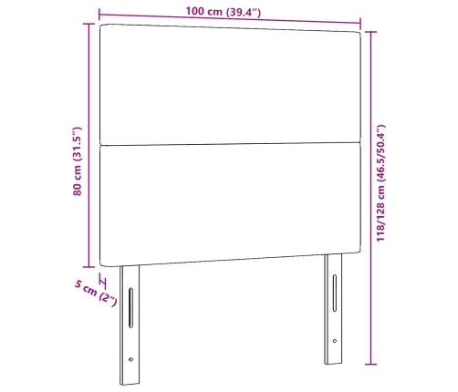 Luz de cabecera LED  Verde Gris 100 cm Tela de Pana
