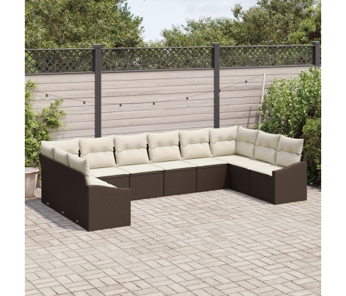 Set de Sofá de Jardín  Set de 10 Beige Ratan Banco de Jardín