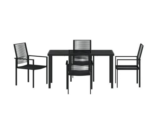 Conjunto de 5 Piezas de Comedor Jardín  Negro Rattan PVC