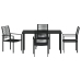 Conjunto de 5 Piezas de Comedor Jardín  Negro Rattan PVC