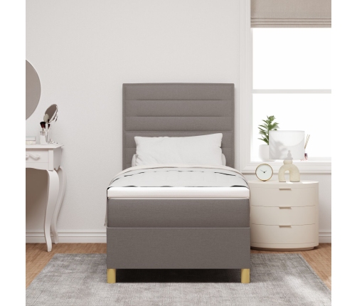 Cama con Box Spring  con Colchón Taupe 100x200 cm Tela