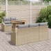 Conjunto de comedor de jardín de 6 piezas con cojines Beige Ratán de poliéster Acacia