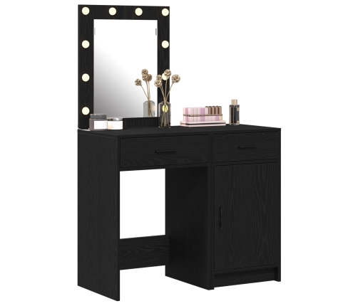 Set de Mesa de Tocador de 2 Piezas  con LED de Madera Elaborada Negra