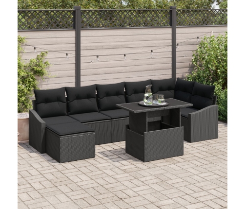 Conjunto de Sofás de Jardín Conjunto de 8 Negro