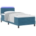 Cama Box Spring  con colchón y LED Azul Oscuro 90x200 cm de terciopelo