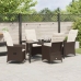 Set de Comedor de Jardín de 5 Piezas con Cojines Marrón Poliratán