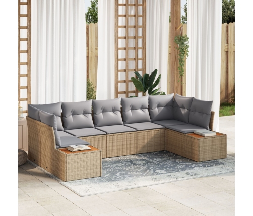 Conjunto de Sofá de Jardín  de 7 Piezas con Cojines Beige Poliratán