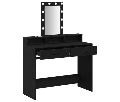 Mesa de tocador  con luces LED, Roble Negro, 100x41x140 cm
