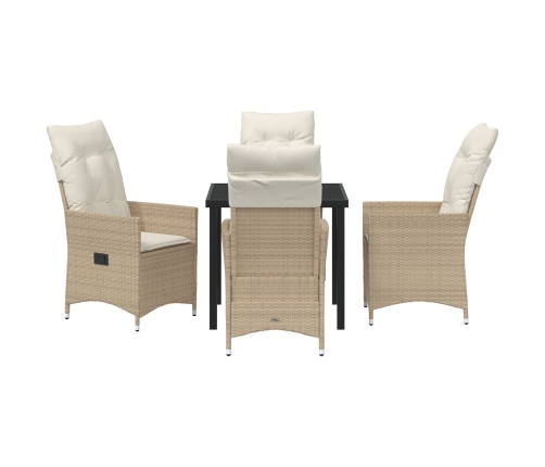 Set de comedor de jardín de 5 piezas  con cojines Beige Rattán poliéster