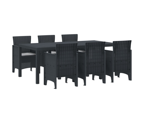 Juego de Comedor de Jardín de 7 Piezas con Cojines Anthracite Poliratán