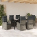 Juego de Comedor de Jardín de 7 Piezas con Cojines Gris Poliratán