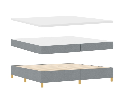 Cama Box Spring  con colchón y banco Gris Claro 200x200 cm Tela