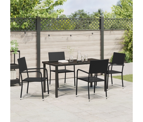 Set de Comedor Jardín  5 Piezas Negro Poliratán