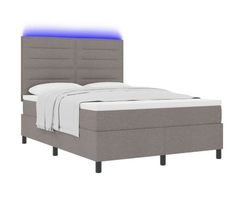 Cama con somier y colchón LED Taupe 160x200 cm Tela